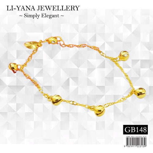 【GB148】Korean Bell Charm (B) 24K Gold Bracelet